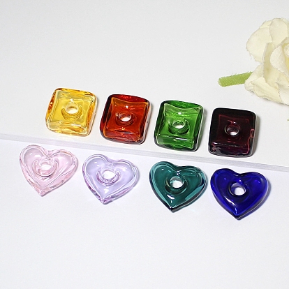 Handmade Lampwork Perfume Bottle Pendant, Square&Heart