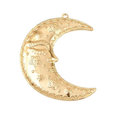 304 из нержавеющей стали большие кулоны, луна с цветочными чарами