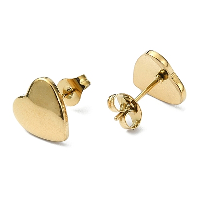 201 Stainless Steel Stud Earrings, with 304 Stainless Steel Pins, Plain Heart