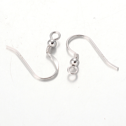 Ganchos de ley pendiente de plata, 17x10.5 mm, agujero: 2 mm, pin: 1 mm