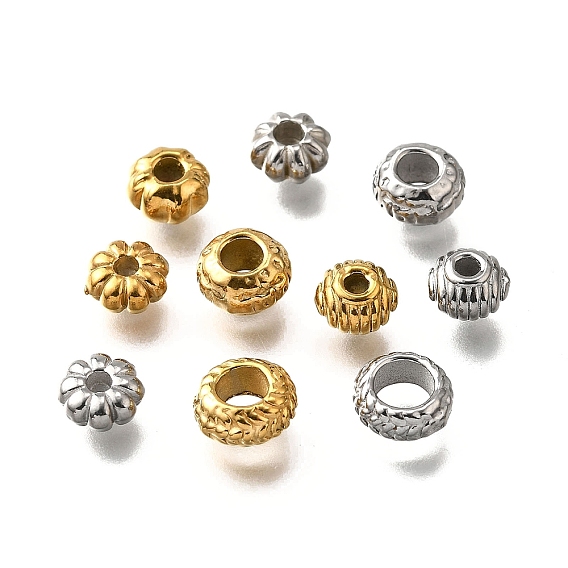 304 из нержавеющей стали гофрированные бусы, цветок рондель