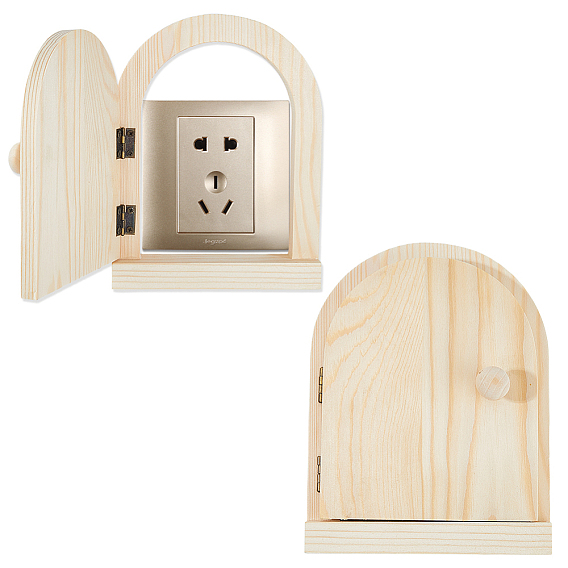 Wood Socket Protective Cover, Switch Guard Cover, Wall Decor, Door-Shaped