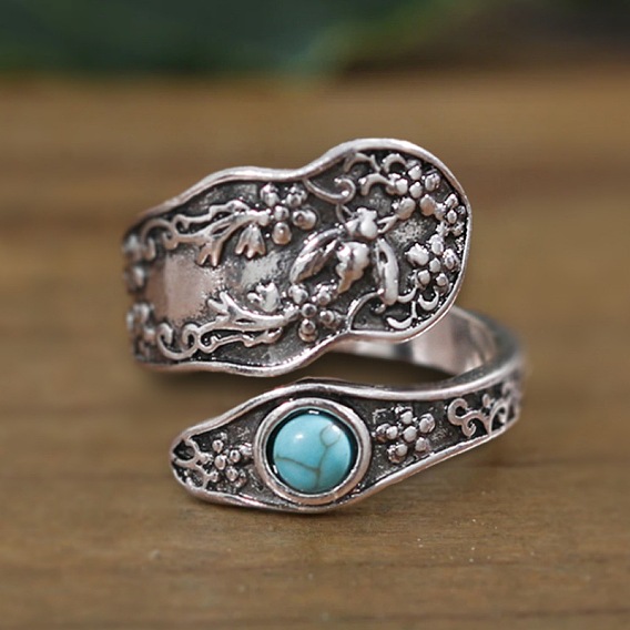 Регулируемые ретро-сплавные манжеты бирюзового цвета, богемный стиль, для женщин