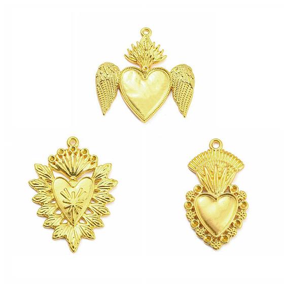Alloy Pendant Rhinestone Settings, Heart with Wings