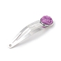 Iron Snap Hair Clips, with Flat Round Druzy Resin Cabochons for Woman Girls, Platinum
