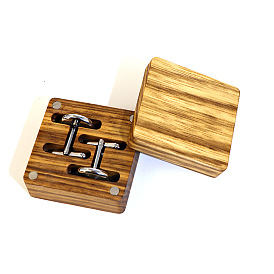 Square Wood Cufflinks Gift Storage Magnetic Boxes
