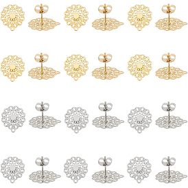 304 Выводы серьги из нержавеющей стали шпилька, с петлей, цветок