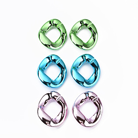 UV Plating Acrylic Linking Rings, Quick Link Connectors, for Curb Chains Jewelry Making, Twist Oval