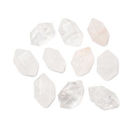 Природный кристалл кварца бусины, горного хрусталя, граненые, двухконусные