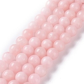 Natural White Jade Imitation Pink Opal Beads Strands, Round, Dyed