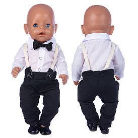Two-piece Shirt & Suspenders Business Suit Cloth Doll Outfits, for 18 inch Boy Doll Party Dressing Accessories
