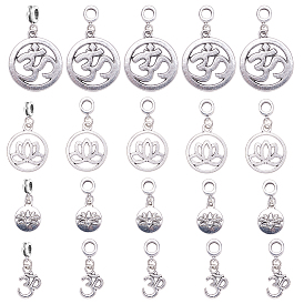 Tibetan Style Alloy European Dangle Charms, Large Hole Pendants, Chakra, Mixed Shapes
