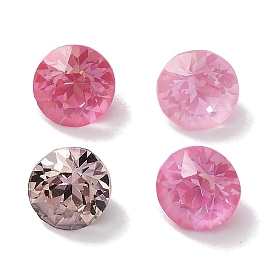 Glass Rhinestone Cabochons, Point Back & Back Plated, Faceted, Round