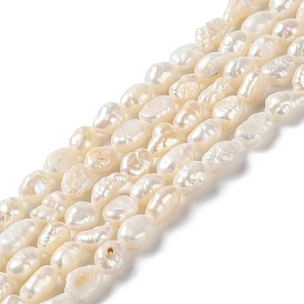 Naturales keshi granos de perlas hebras, perla cultivada de agua dulce, perlas barrocas, oval, grado 3 un