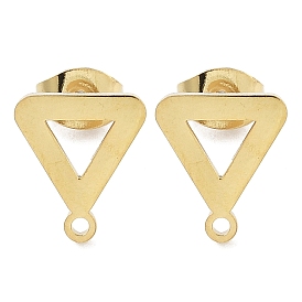 Triangle Ion Plating(IP) 304 Stainless Steel Stud Earring Findings, with Loop