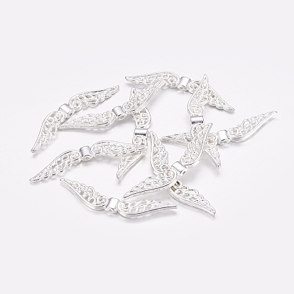 Сплавочные овальные бусины тибетского стиля , без кадмия, без никеля и без свинца, крыло, 12x52x4 мм, отверстие : 2 мм