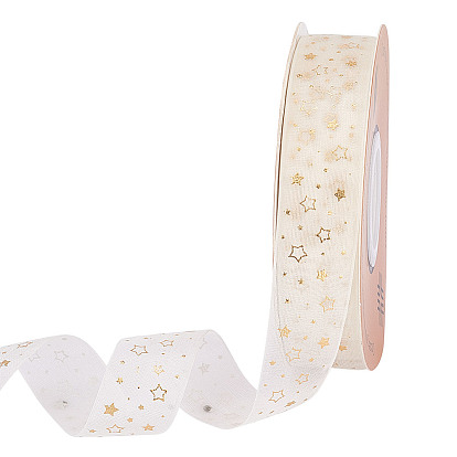20 ярдов лент из полиэстера и шифона с горячим тиснением в виде звезды, для упаковки подарков
