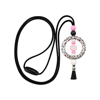 Silicone Beads Hanging Accessories, Rear View Mirror Accessories, Silicone Ring Pendant Necklaces, Sunflower