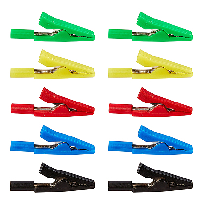 Brass Alligator Clips, with Nylon(PA) Cover, Platinum