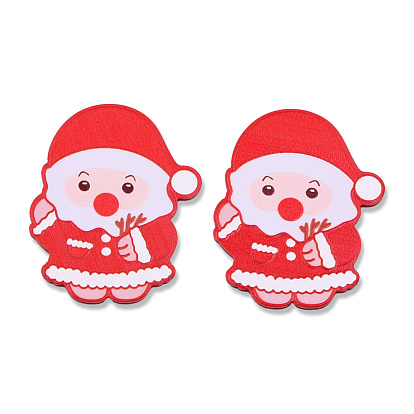 Printed Embossed Opaque Acrylic Cabochons, Christmas Style, Snowman
