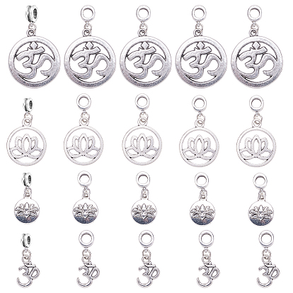 Tibetan Style Alloy European Dangle Charms, Large Hole Pendants, Chakra, Mixed Shapes
