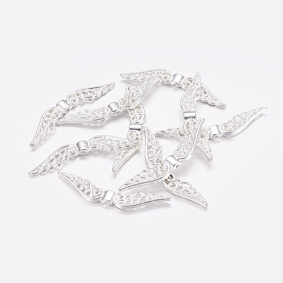 Сплавочные овальные бусины тибетского стиля , без кадмия, без никеля и без свинца, крыло, 12x52x4 мм, отверстие : 2 мм