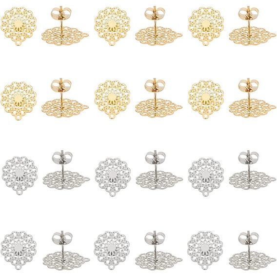 304 Выводы серьги из нержавеющей стали шпилька, с петлей, цветок