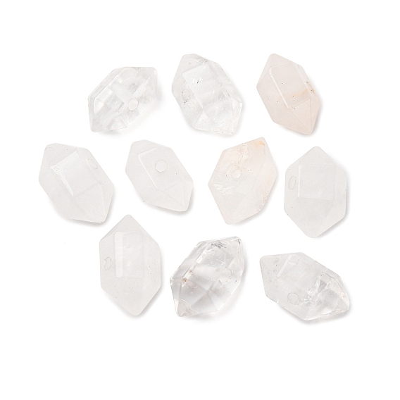 Природный кристалл кварца бусины, горного хрусталя, граненые, двухконусные