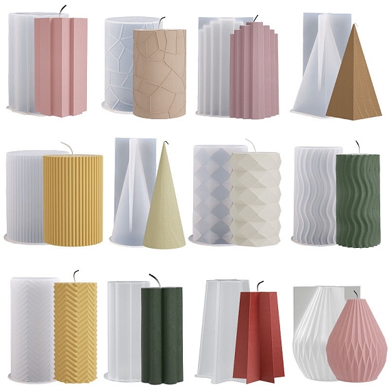Clover/Star/Cross Pillar DIY Silicone Candle Molds, for Scented Candle Making