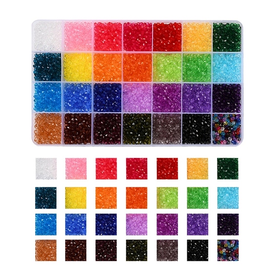 28 Colors Transparent Acrylic Beads, Bicone
