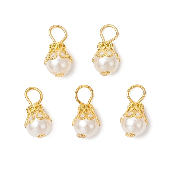 Круглые акриловые подвески с имитацией жемчуга, с железной фурнитурой