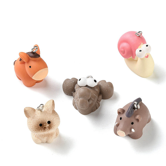 Подвески из анималистичной смолы, с железной платиной петлей