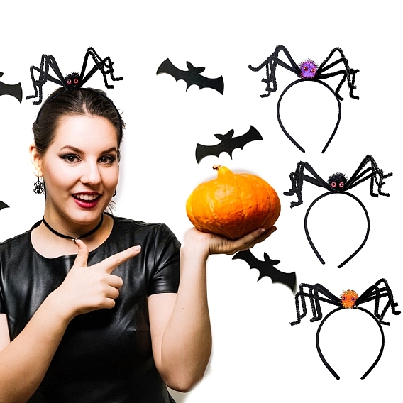 Ленты для волос из ткани паука на Хэллоуин, аксессуары для волос для украшения вечеринок