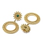 Sun with Rings Ion Plating(IP) 304 Stainless Steel Dangle Stud Earrings, with Natural Malachite