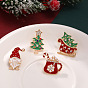Наборы рождественских эмалевых значков, булавки для лацканов из сплава для одежды рюкзака, со стразами и пластиковой имитацией жемчуга