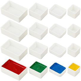 48Pcs 4 Styles Plastic Empty Watercolor Paint Pans, for Paint Case Art Palette Supplies