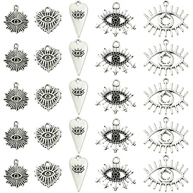 50 шт. 5 стили подвески из цинкового сплава в тибетском стиле со стразами, глаз с солнцем