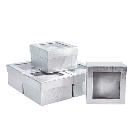 Paper Gift Box for Watch, with Sponge & Clear Window, Square