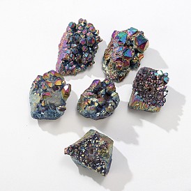 Irregular Natural Colorful Rainbow Quartz Crystal Cluster Crystal Incense Holder, for Home Living Room Office Decor