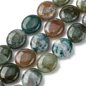 Natural Indian Agate Beads Strands, Flat Oval