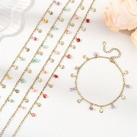 Ocean Natural Shell Chip and 304 Stainless Steel Shell Shape Tassel Paperclip Chain Necklaces for Women, Golden