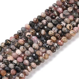 Argentina Natural Rhodonite Beads Strands, Faceted, Rondelle