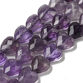 Natural Amethyst Beads Strands, Faceted, Heart