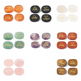 4шт 4 стили украшения для показа натуральных драгоценных камней, фигурка для украшения дома, энергетический камень рейки для исцеления, овал с символами воздуха, пожар, вода и поисковые элементы