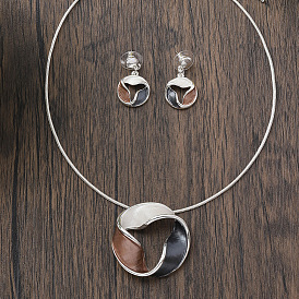 Комплекты ожерелий и серег-гвоздиков в форме спирального пончика из цинкового сплава с эмалью для женщин