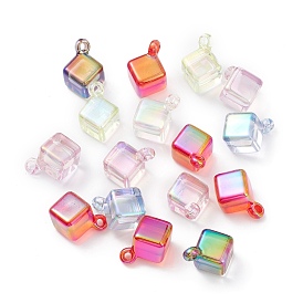 Transparent Acrylic Pendant with AB Color Plated, Square