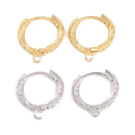 Rack Plating Brass Hoop Earring Findings, Cadmium Free & Lead Free, Long-Lasting Plated