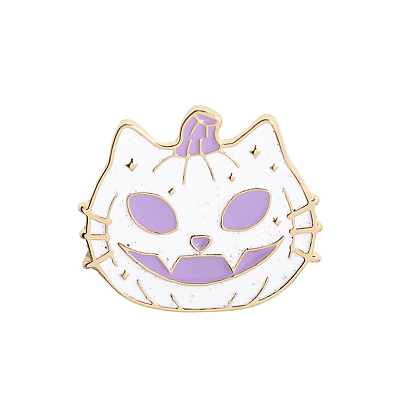 Halloween Pumpkin Enamel Pin, Golden Alloy Badge for Backpack Clothes