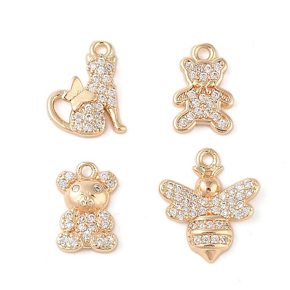 Латунь с прозрачными подвесками из циркония, разнообразные, золотые