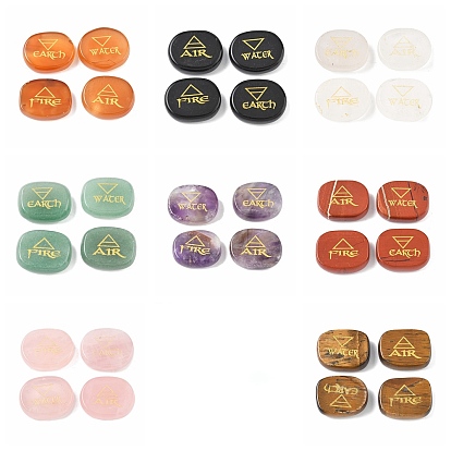 4шт 4 стили украшения для показа натуральных драгоценных камней, фигурка для украшения дома, энергетический камень рейки для исцеления, овал с символами воздуха, пожар, вода и поисковые элементы